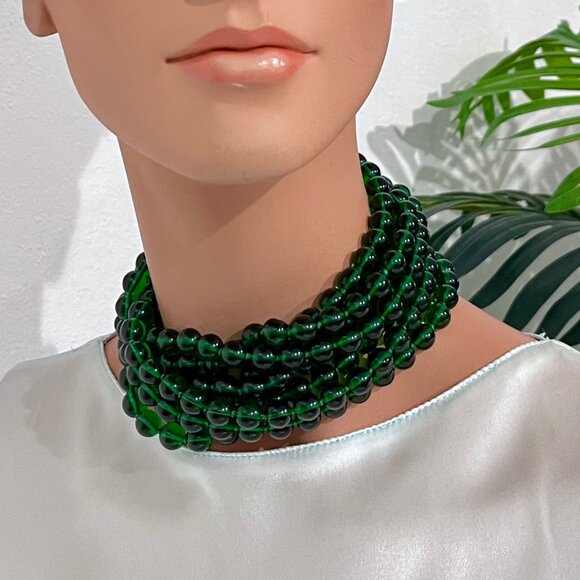Chanel Vintage Seven Strand Green Gripoix Necklace - Picture 6 of 10